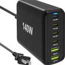 140W USB C Multiport Charger with PPS PD65W Dual PD20W, Fast 6 Port USB Charging Station, USB C Laptop Charger for MacBook iPhone Galaxy iPad Tablets