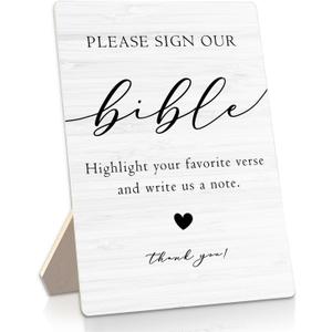 Bible Guestbook Sign for Wedding- Bridal Shower Decorations, Wedding Reception Decor for Reception and Event Party, 5x7inch