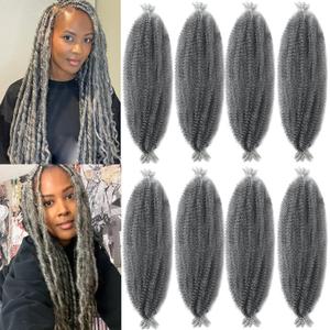 8 Packs Springy Afro Twist Hair 16 inch Pre-Separated Marley Twist Braiding Hair for Distressed Faux Locs Spring Twist Hair Extensions for Women (T Gray, 16 Inch (Pack of 8))