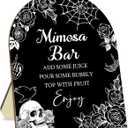 Gothic Mimosa Bar Sign, Wooden Table Arch Welcome Boards with Stand Black White 8"x10", Halloween Bridal Shower Wedding Engagement Bachelorette Parties Tabletop Decoration Supplies