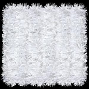 Jexine 18 Pcs 118 ft Christmas White Tinsel Garland Metallic Twist Artificial Garland for Christmas Tree Decorations Hanging Ornament with Stars for Party Supplies Xmas Indoor Outdoor