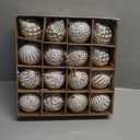 16Pcs Vintage Rustic Christmas Ball Ornaments - Large Shatterproof Neutral Christmas Ornaments Set Farmhouse Christmas Decor for Xmas Tree Home Party Holiday (Gold)