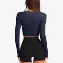 LASLULU Womens Tie Front Wrap Tops Long Sleeve Bolero Shrugs Crop Cardigan Yoga Ballet Cover up Tops Pilates Outfits (Blue, S)