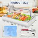 Ice Food Serving Display Tray, Portable Salad Bar Buffet Station for Home, Cold Food Buffet Server with Clear Roll Top Cover, Chilled Serving Trays for Parties, Hotel Kitchen,3 Ice Packs, 1 x 1 Pan
