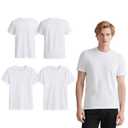 OKBA 4 Pack White t Shirts for Men,Crew Neck Short Sleeve Men's Undershirt,Plain White Workout Polyester tee Bulk. Large