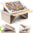Tektalk Felt Jigsaw Puzzle Table with 3-Tilting-Angle, Puzzle Board for Adults with Foldable Legs, Super Lightweight Portable Tables with 4 Drawers & Cover, for 1500 Piece Puzzles