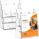 FUCDTEFC 2 Pack Acrylic Brochure Holder 8.5x11 & 4 x9 Inches Universal, Clear 3 Tier Magazine Stand Brochure Display Stand w Removable Divider, Literature Flyer Holder for Wall Mount or Countertop