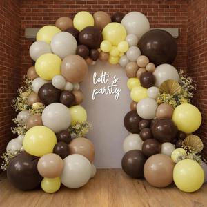 Yellow Balloon Arch Kit, Double Stuffed Yellow Brown White Balloon Garland Beige Tan Balloons for Boho Birthday Bee Baby Shower Sunflower Bridal Shower Party Decoration, 5inch, 12inch, 18inch