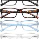 Rectangle Reading Glasses for Men and Women with Spring Hinges Clear Lens Readers