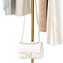 HOMEFORT Coat Rack, Freestanding Metal Coat Racks, T-Shape Clothes Hat Stand with 2 Hooks for Closet, Bedroom, Entryway, Living Room, Gold