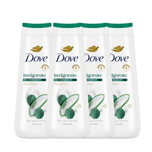 Dove Body Wash with Pump 4 Count Invigorate Aloe & Eucalyptus For 24hr Lotion-Soft Skin Moisturizing Skin Cleanser with No Sulfates No Parabens