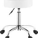 VEVOR Rolling Stool with Wheels, 450 LBS Weight Capacity Round Rolling Stool Chair, Height Adjustable Thickened PU Leather Swivel Stool for Salon, Spa, Massage, Tattoo, Clinic, White, 21.3 x 21.3 x in