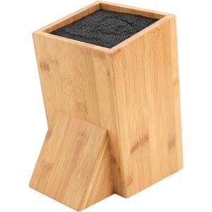 Bamboo Universal Knife Block with Bristles Bamboo Knife Stand Organizer Holder, Convenient Safe Storage for Knives & Utensils, Detachable Bristles for Easy Cleaning -by KITCHENDAO (One-tiered Slotless-Bamboo)