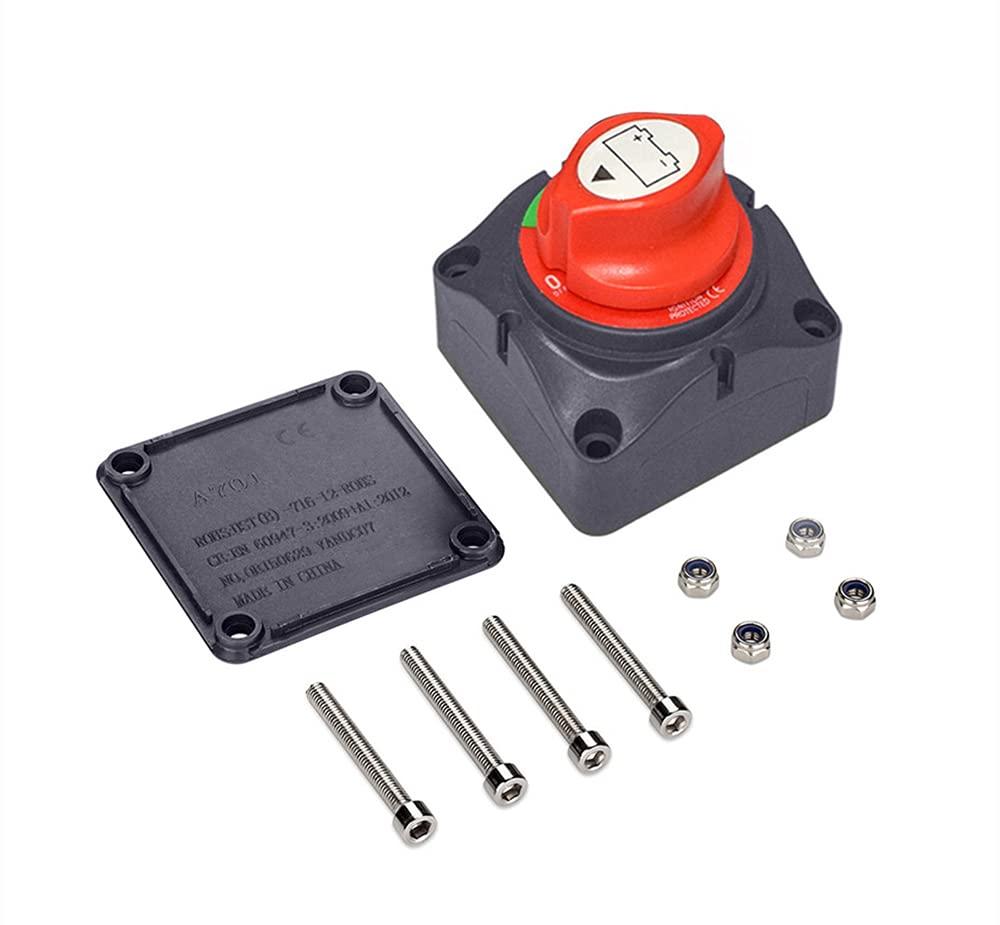 1-2-Both-Off Battery Switch, 12-48V 200A High Current Waterproof Disconnect Master Cut Off Switches for Car, Vehicle, RV and Boat