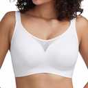 Redgray Wireless Bras for Women Seamless Minimizer Full Coverage Comfort Bralette Back Smoothing Everyday T Shirt Bra (X-Large, White) (White, XL)