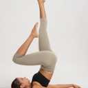 ODODOS 2-Pack High Waist Workout Capris for Women, 19" Tummy Control Athletic Running Cropped Leggings, Black+Taupe, Medium (M)