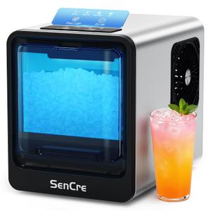 Nugget Ice Maker Countertop with Auto Water Refill, 42lbs/Day Stainless Steel Ice Machine with Pull-Out Drawer One-Click Self-Cleaning, Portable Ice Makers for Home/Kitchen/Office