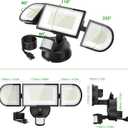 iMaihom 100W Motion Sensor Outdoor Lights Plug in, 9000LM LED Security Light, Dusk to Dawn Motion Flood Light, 6500K, IP65 Waterproof, 3 Head Exterior Motion Detector Light for Yard Garage (2Pack)