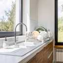 Simple Houseware White Dish Drying Rack with Drainboard, Utensil Holder & Mug Hooks Metal Kitchen Counter Organizer