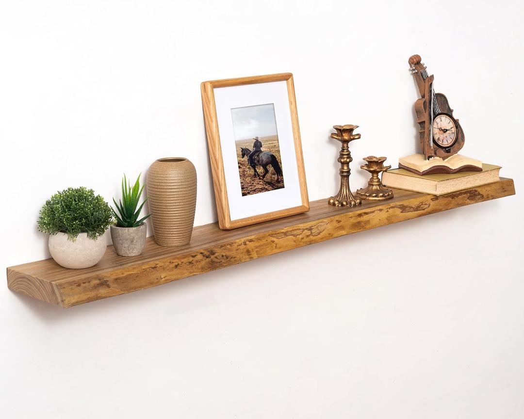 Marsmiles 48in Wood Floating Shelves for Wall Mounted, 1Pack|Natural, Live Edge, 48"L, 1Packs