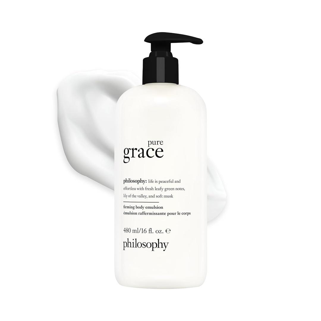 philosophy pure grace firming body emulsion- luxury scented body lotion- with shea butter & natural oils for fast absorbing hydration - skin feels soft and smooth (16 Fl Oz)