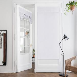 HOMEIDEAS Greyish White Blackout French Door Curtains, Privacy Door Curtains for Window, 26 X 68 Inch Room Darkening Blinds, Thermal Insulated Tie Up Shades for Bedroom, 1 Panel