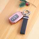 Key Fob Cover for Honda CRV Accord Civic HRV Pilot 2026 2025 2024(BTTM P) | Pink Smart Key Case for CRV Accord Civic HRV Pilot Sport SI EX EXL Keys Shells with Leather Keychain