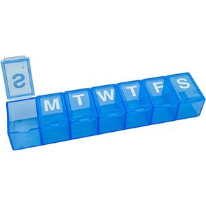 Amazon Basic Care Weekly (7-Day) Pill Organizer, Vitamin Planner, And Medicine Box, Medium Compartments, Blue (1 Count (Pack of 1))