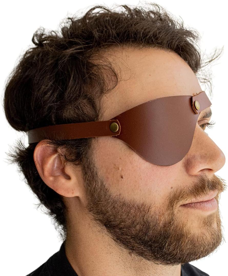 Andean Leather - Leather Eye Patch, Eye Patches for Adults, Pirate Eye Patch, Medical Eye Patch for Right and Left Eye (Brown)
