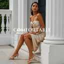 Uacllcau Kitten Heels Sandals for Women Square Open Toe Flip Flops Strappy Heels for Women Sandals Slides