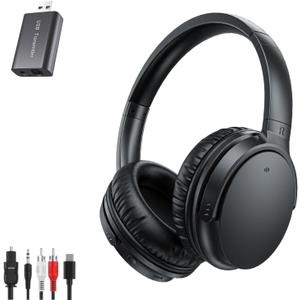 2025 Upgrade Wireless TV Headphones,No Volume Button Design Headsets for Seniors,TV Headphones with Strong Signal Transmitter,Plug and Play,No Audio Delay,Compatible with All TVs (Optical/AUX/RCA/USB)
