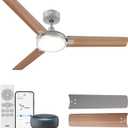 Dreo Smart Ceiling Fans with Lights, 52 Inch Grey Ceiling Fan, 12 Speeds & 3 Fan Modes, Stepless Color Tones, Dimmable LED Light, 1-12H Timer, Quiet DC Motor, Remote/APP/Alexa/Wall Switch Control