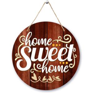 Welcome Door Sign, Home Sweet Home Front Door Decor, Rustic Farmhouse Welcome Sign For Front Door Porch, Round Welcome Door Hanger Sign With Rope, Housewarming Gifts For Women Men -31