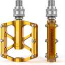 Bike Bicycle Pedals - 9/16 Quick Release Pedals Aluminum Flat Pedals - 3 Bearings Bicycle Pedals with Reflectors for Mountain Road BMX MTB Folding Bike