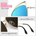 GQUEEN Trendy Oversized Sunglasses for Women Polarized Cat Eye Cute UV400 Protection (Trendy Gold Frame/Blue Mirrored Lens)