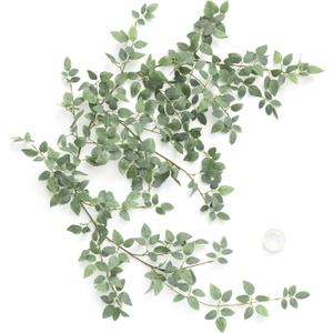 Ling's moment Artificial Rose Green Leaf Garland Greenery Vine for DIY Wedding Head Table Welcome Sign Table Centerpieces Candle Ring Fireplace Plant Leaves Garland Decor