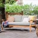 Cambridge Casual Robin Teak Wood Outdoor Sofa Daybed with Oyster Cushion