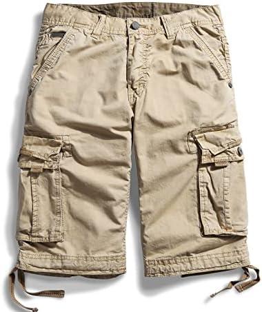 OCHENTA Men's Loose Fit Cargo Shorts Multi Pockets Casual Cotton Work Outdoor Hiking Summer Shorts #3228 Khaki 28