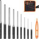 HORUSDY 9 Pieces Roll Pin Punch Set, Removing Repair Tool with Holder for Automotive, Watch Repair, Jewelry and Craft