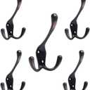 HARPOON 5 Pack of Mounted Tri Hooks, Heavy Duty, Stainless Steel, Metal Coat Hook Rail for Coat Hat Towel Purse Robes Mudroom Bathroom Entryway (Oil-Rubbed Bronze)
