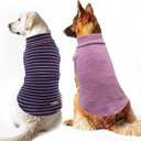 KYEESE 2Pack Dog Sweater Pullover Dog Sweaters for Large Dogs Warm Dogs Clothes Stretchy Pet Sweater Large Size Pets Comfy Turtleneck Pet Coats Soft Pets Sweatshirt (XXX-Large (55-75lbs), 1# Stripe+Purple)