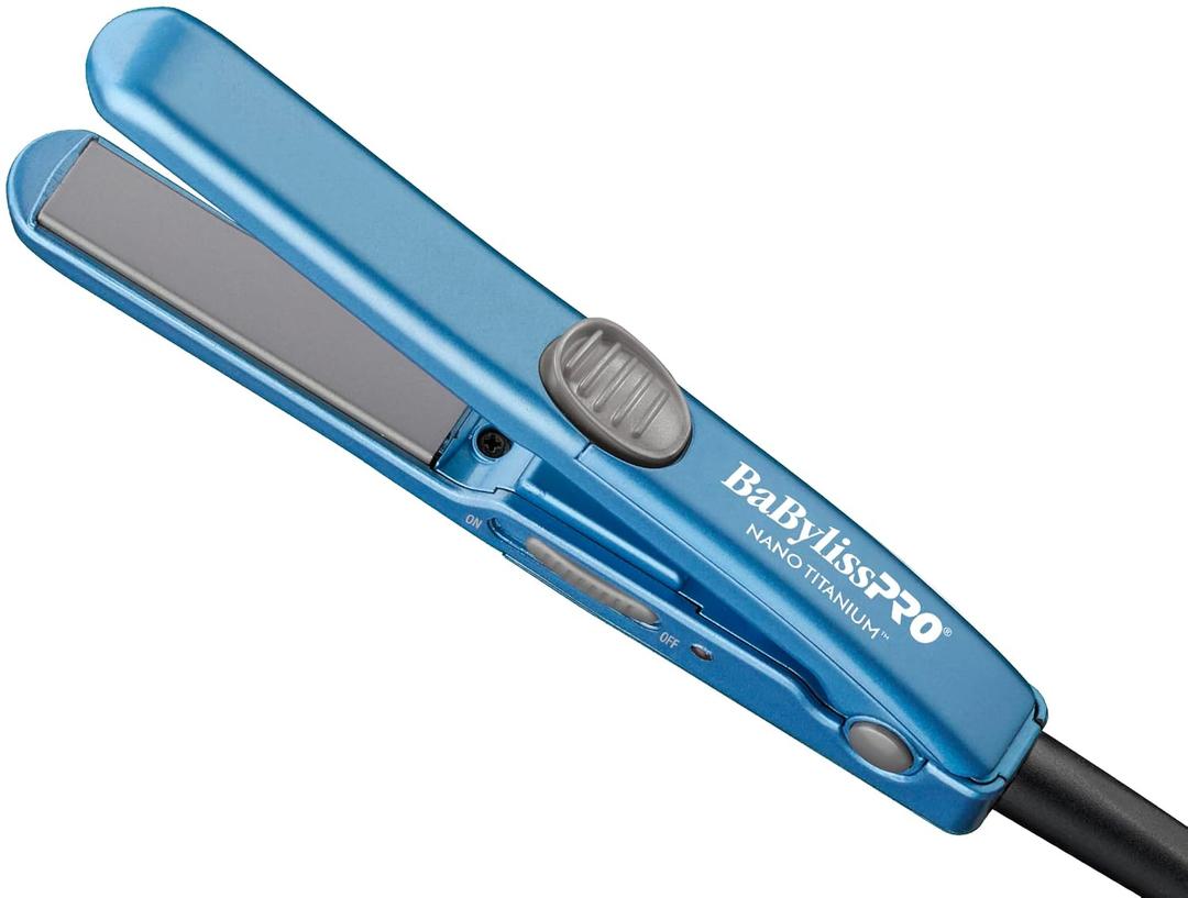 BaBylissPRO Nano Titanium Mini Flat Iron Hair Straightener, 0.5" Hair Straightener Iron for Touch Ups & All Hair Types, Perfect for Travel