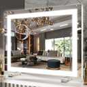 FENNIO Vanity Mirror with Lights20"x23" Lighted Makeup Mirror, Large Makeup Mirror with Lights, Touch Sensor with Dimmable 3 Modes Square White