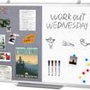 Combination Magnetic Whiteboard & Fabric Board,Dry Erase Board Bulletin Board 36x24inches Combo Vision Board for Wall,Home,School,Office (Grey-vertical)