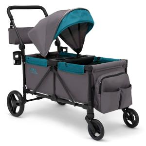 Jeep Sport All-Terrain Stroller Wagon by Delta Children - Includes Canopy, Parent Organizer, Adjustable Handlebar, Snack Tray & Cup Holders, Grey/Blue Moon, 20.5L x 11.8W x 30.7H inches