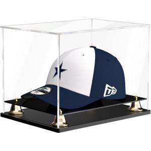 Hat Display Case Clear Acrylic Hat Display Box Assemble Baseball Cap Holder for Signed Memorabilia Cap Storage with Metal Bell Base (11x8.2x7.1 inch)