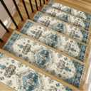 Carpet Stair Treads for Wooden Steps: 15 Pack 30"x8" Stair Carpet Non Slip Peel and Stick Stair Treads Indoor Washable Safety Stair Runner for Kids Elders and Dogs (Blue-251)