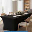 6FT Black Table Cloth - 6 Pack Fitted Stretch Rectangle Spandex Tablecloth, Washable Table Cover for Party, Picnic, Wedding, Banquet, Birthday and Festival(30" x 72")