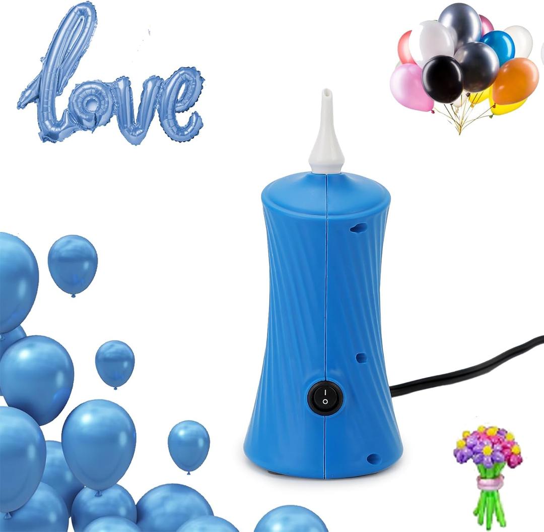 Kasumue Balloon Pump Electric Air Pump for Long Balloon Inflator Blower Machine for Birthday Party Celebration Balloons Decorations for Foil Twisty Animal Balloons (blue)