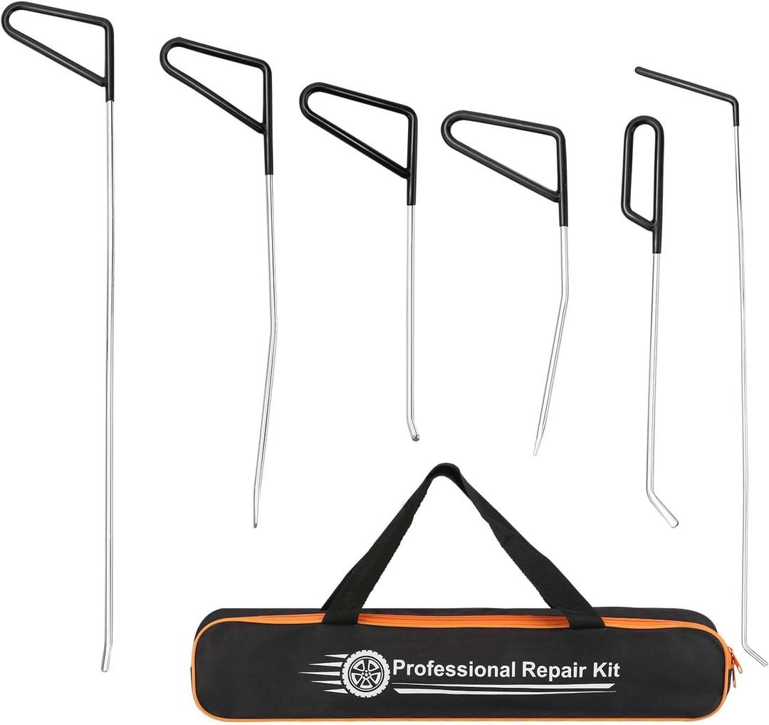 Dent Removal Rods, 6PCS Stainless Steel Dent Repair Rods Dent Removal Kit, Professional Auto Body Repair Tools for for Car Dent Repair